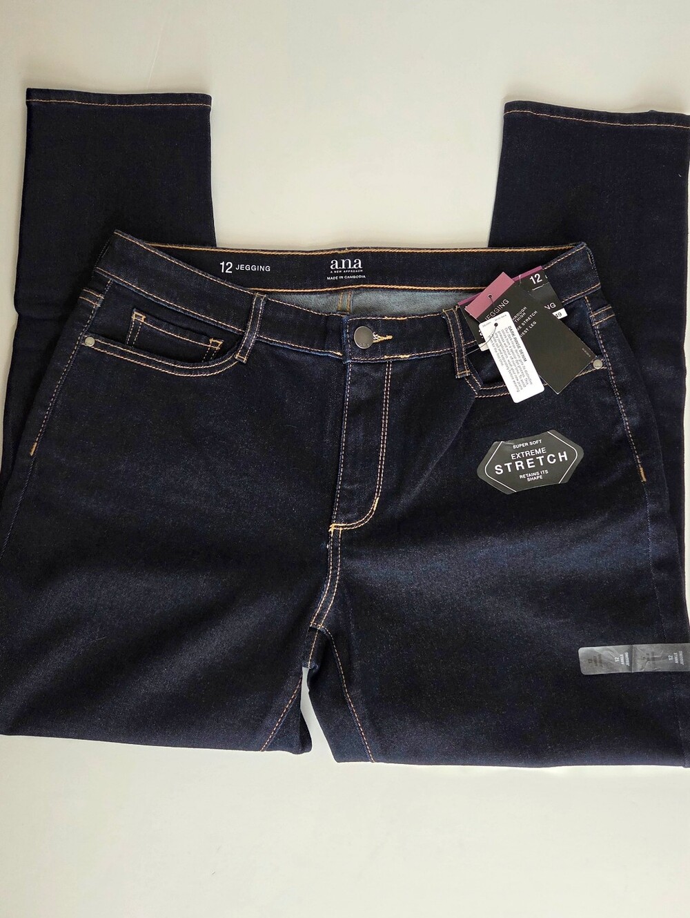 a.n.a Dark Wash Blue Jeggings with Snap Hem Accents - Picture 5 of 15